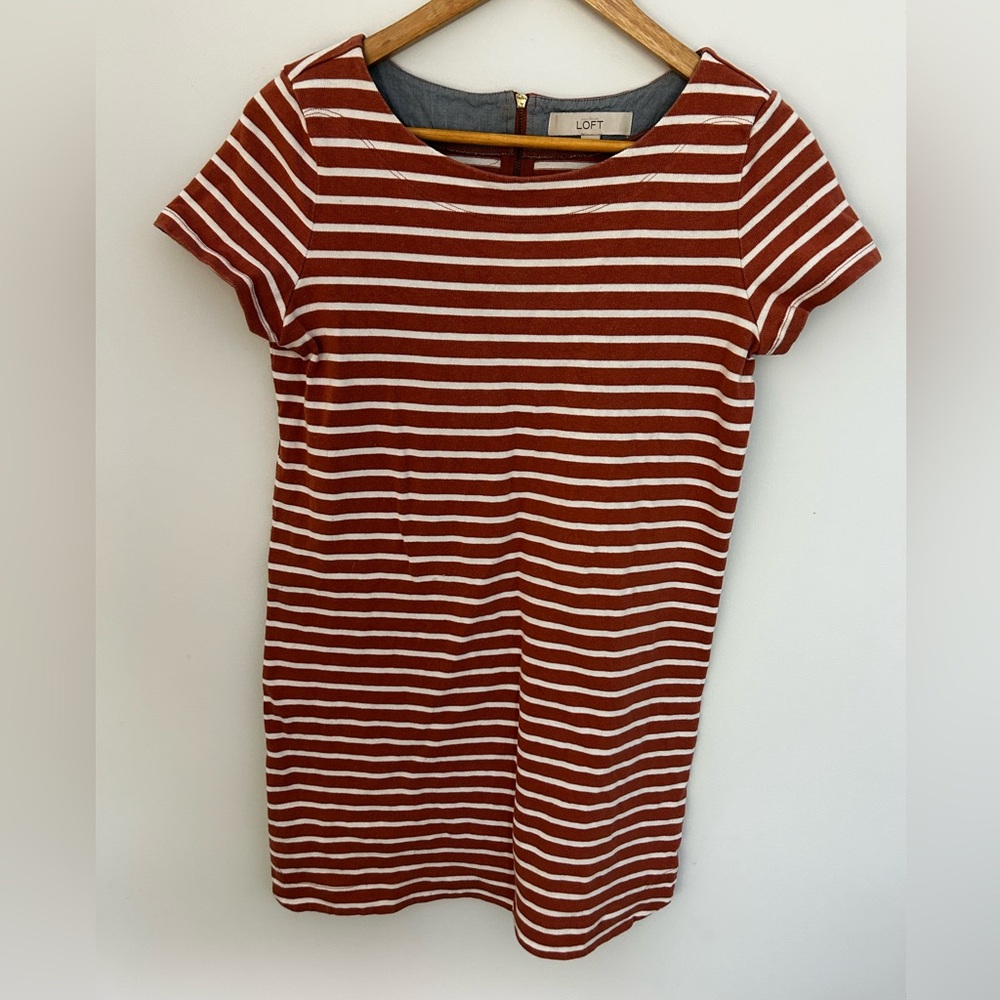 LOFT Striped Short Sleeve Tee Shirt Dress Texas Longhorns